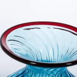 Officine di Murano 1295 1950 Grande vaso Balloton azzurro con bordo bordeaux><noscript><img width=