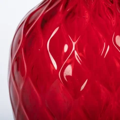 Officine di Murano 1295 1950 Grande vaso rosso Balloton con bordo azzurro><noscript><img width=