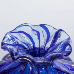 Officine di Murano 1295 1950 Set di 2 vasi blu con bolle d'oro><noscript><img width=