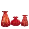 Officine di Murano 1295 1950 Set di 3 vasi rosso rubino con bolle d'oro> Vasi Da Fiori