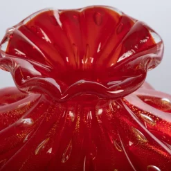 Officine di Murano 1295 1950 Set di 3 vasi rosso rubino con bolle d'oro><noscript><img width=