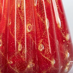 Officine di Murano 1295 1950 Set di 3 vasi rosso rubino con bolle d'oro><noscript><img width=