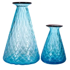Officine di Murano 1295 Acqua Mare Balloton Set di 2 vasi conici azzurri> Vasi Da Fiori
