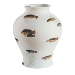Grand Tour by Vito Nesta Amami Amphora Vaso in porcellana con pesci tropicali H32Cm> Anfore