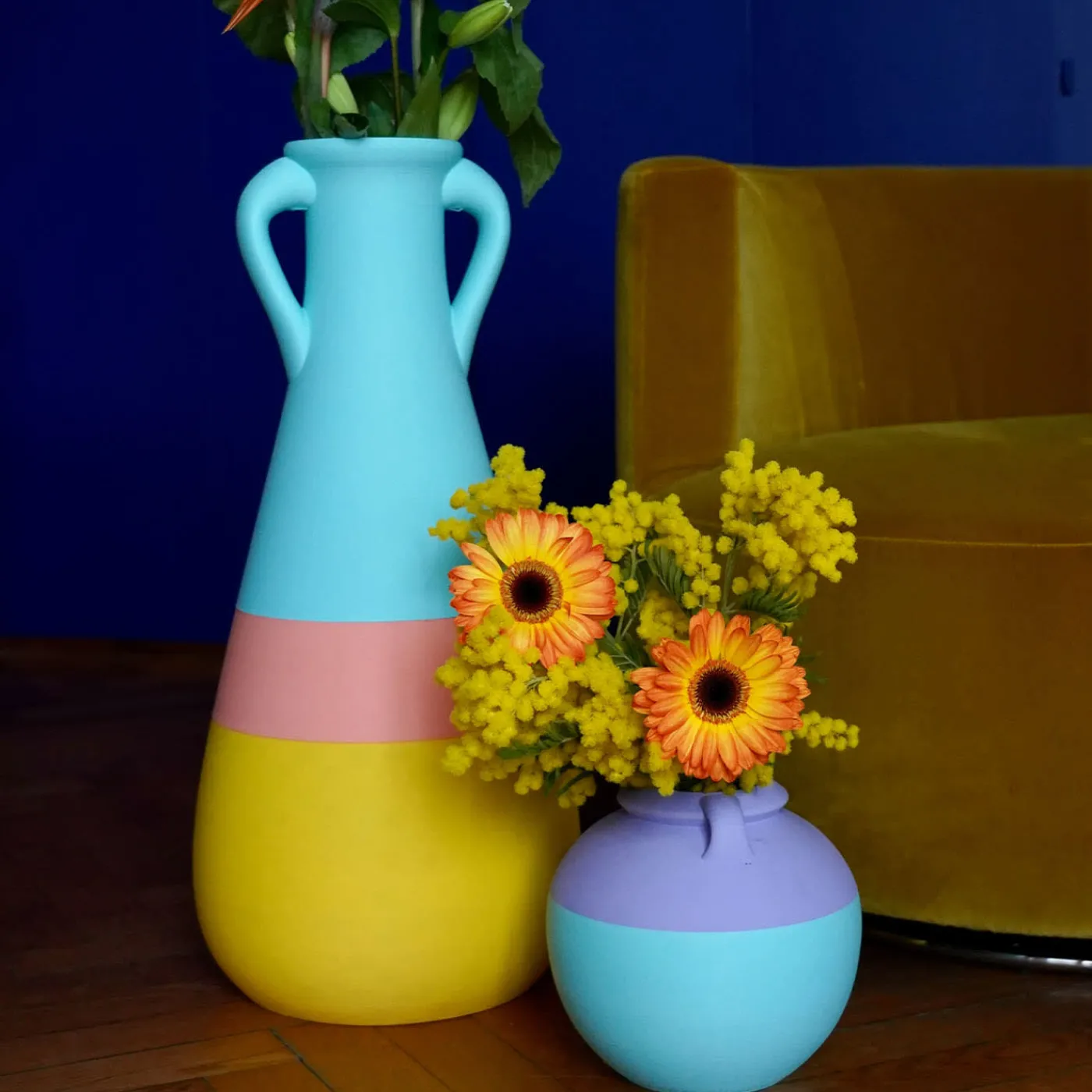 Pop Pot Anfora Cornelia XXL giallo-rosa e blu chiaro> Anfore