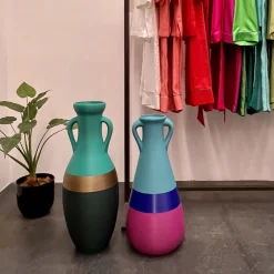 Pop Pot Anfora Giulio Cesare XXL in bronzo blu e azzurro><noscript><img width=