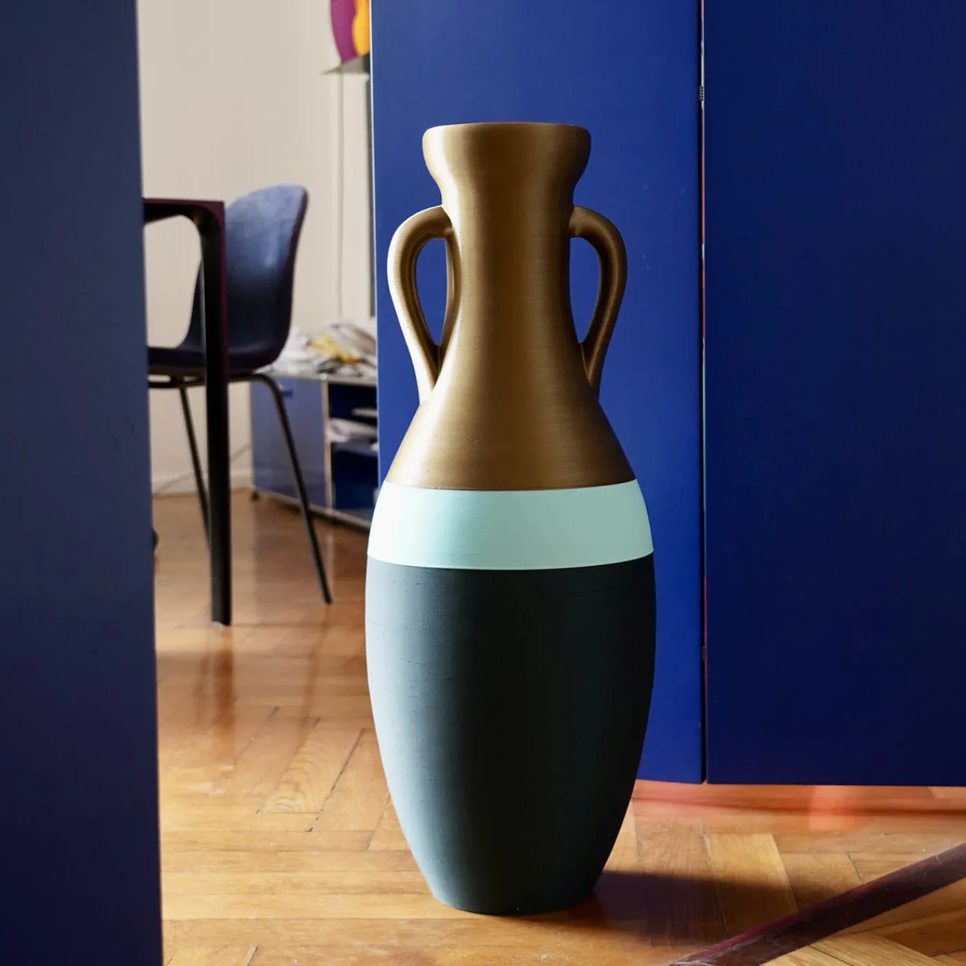 Pop Pot Anfora Giulio Cesare XXL nera azzurra e bronzo> Anfore