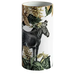 Grand Tour by Vito Nesta Animalia Vaso cilindrico in porcellana con zebra> Vasi Da Fiori
