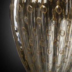 Officine di Murano 1295 Bottiglia con piede nero e oro 24KT> Vasi Con Coperchio