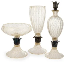 Officine di Murano 1295 Bottiglia con piede nero e oro 24KT><noscript><img width=