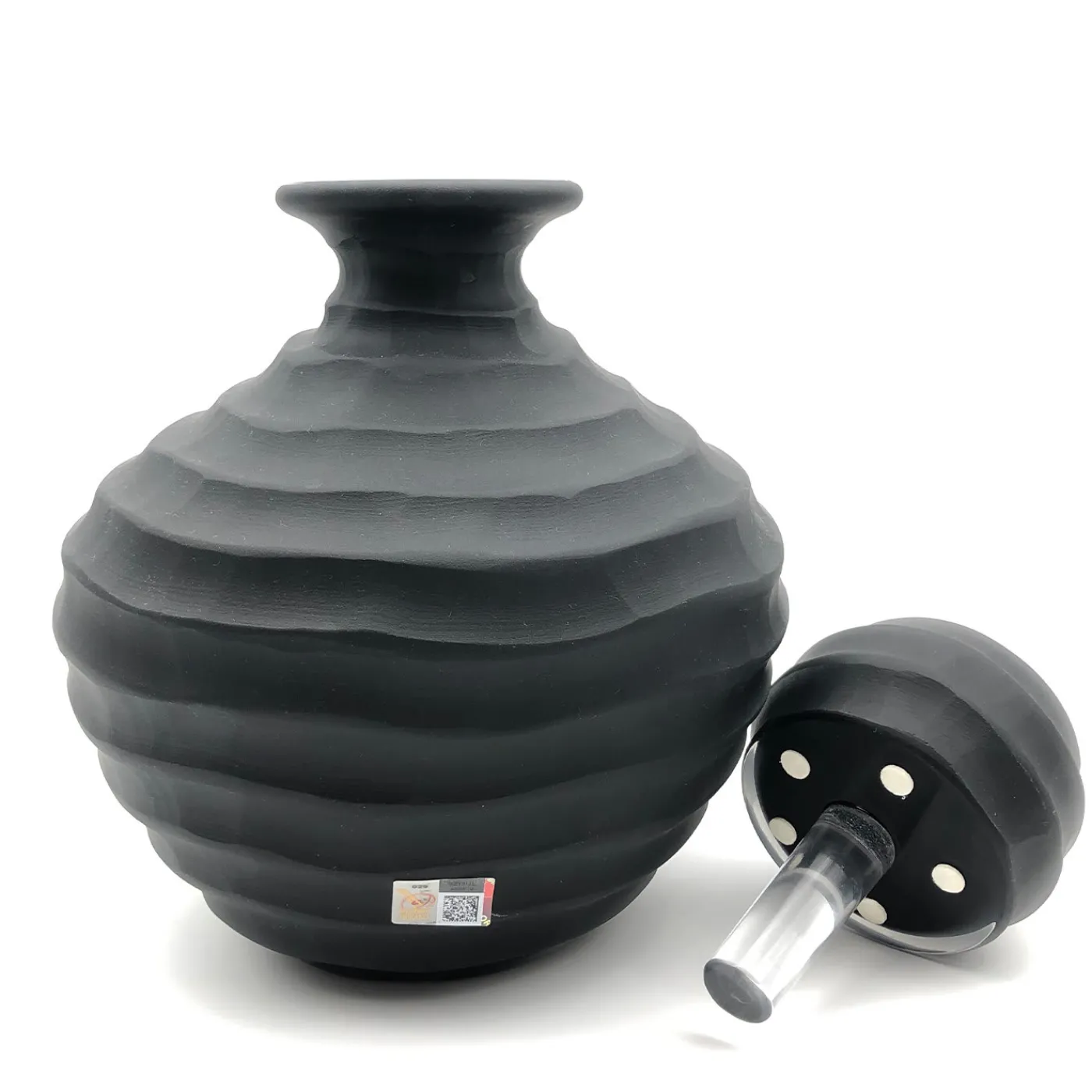 Ars Murano Bottiglia nera bassa di Achille D'Este e Renzo Vianello> Vasi Con Coperchio