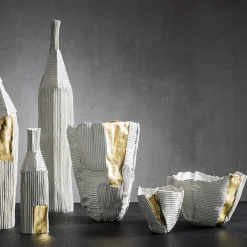 Paola Paronetto Bowl Cartoccio in ceramica bianca con inserto dorato #1> Centrotavola