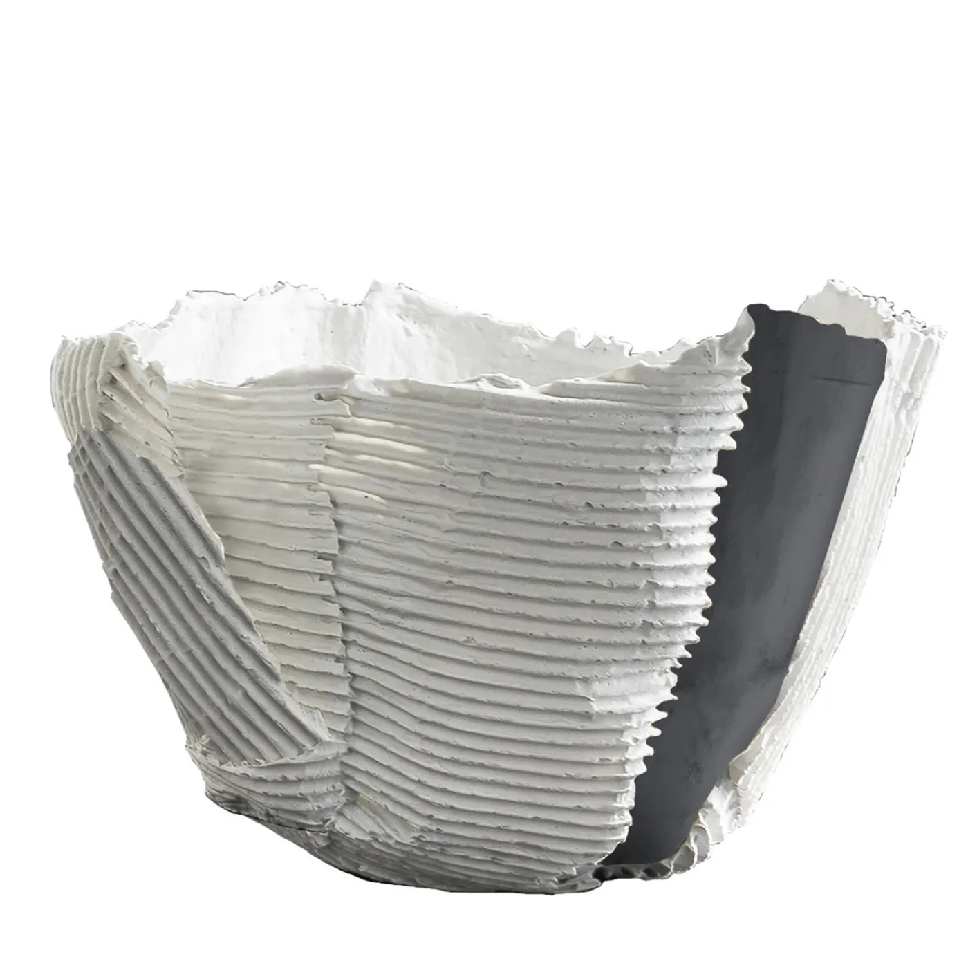 Paola Paronetto Bowl Cartoccio in ceramica bianca con inserto nero> Centrotavola