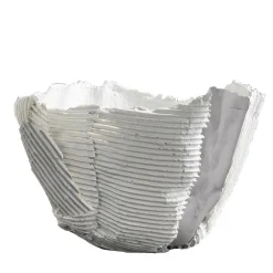 Paola Paronetto Bowl Cartoccio in ceramica bianca con inserto grigio> Centrotavola