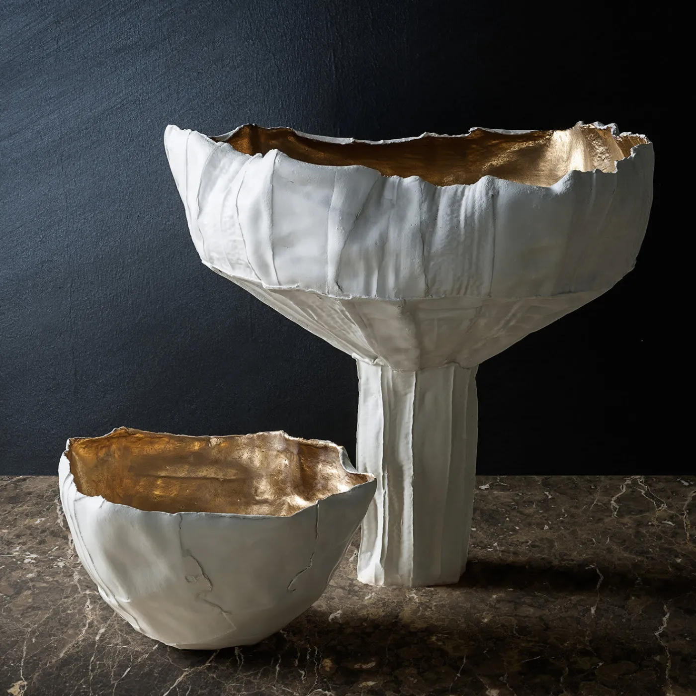 Paola Paronetto Bowl Corteccia in ceramica bianca e oro> Centrotavola