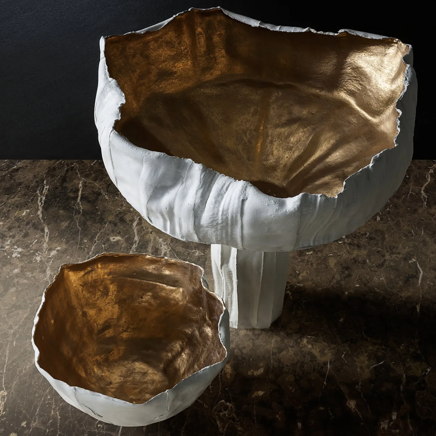 Paola Paronetto Bowl Corteccia in ceramica bianca e oro> Centrotavola