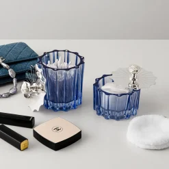 Greggio Box bassa Blu in cristallo con Coperchio Art Deco Placcato Argento><noscript><img width=