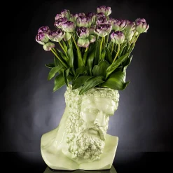 VGnewtrend Cachepot decorativo verde a forma di busto di Ercole Craquele> Cachepot E Portavasi