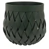 Pinetti Canaria Cestino medio in pelle intrecciata verde scuro> Ceste