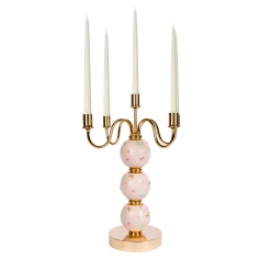 Villari CANDELABRO A FARFALLA 5 BRACCI - ROSA> Candelieri E Portacandele