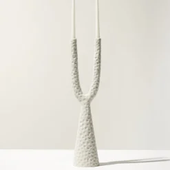 Ceramica Gatti 1928 Candelabro Alpha in ceramica bianco opaco> Candelieri E Portacandele