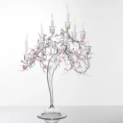 Simone Crestani Candelabro Blossom in Vetro con Dettagli Floreali> Candelieri E Portacandele