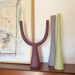 Ceramica Gatti 1928 Candelabro Delta in Ceramica Borgogna Opaco><noscript><img width=
