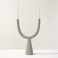 Ceramica Gatti 1928 Candelabro Delta in ceramica antracite opaco> Candelieri E Portacandele