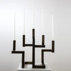 Francesco Della Femina Candelabro in ottone azteco> Candelieri E Portacandele
