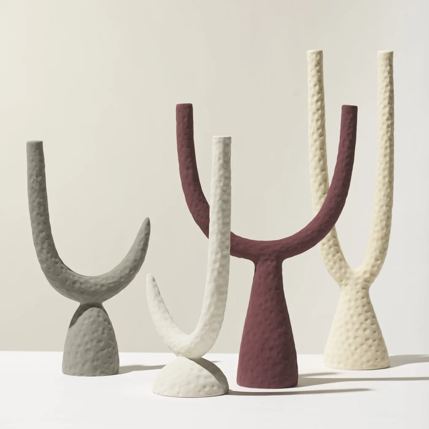 Ceramica Gatti 1928 Candelabro mono ZETA in ceramica Antracite opaco> Candelieri E Portacandele