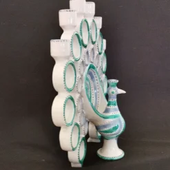 Filadelfio Todaro Candelabro Pavone Turchese e Azzurro><noscript><img width=