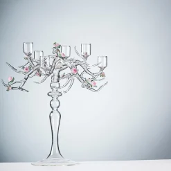 Simone Crestani Candelabro Rose in Vetro con Finitura Trasparente><noscript><img width=