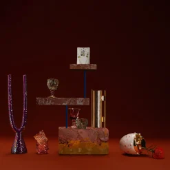 Ceramica Gatti 1928 Candeliere doppio in ceramica viola><noscript><img width=