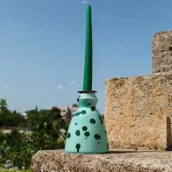 Carola fra i Trulli Candeliere in ceramica verde con 4 candele profumate><noscript><img width=