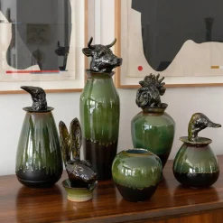 Amaaro Canopo Anatra Vaso nero e verde #2> Vasi Figurativi