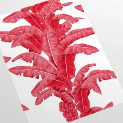 Wallpapers4Beginners Carta da parati a foglie di palma tropicale in rosso e bianco> Carte Da Parati