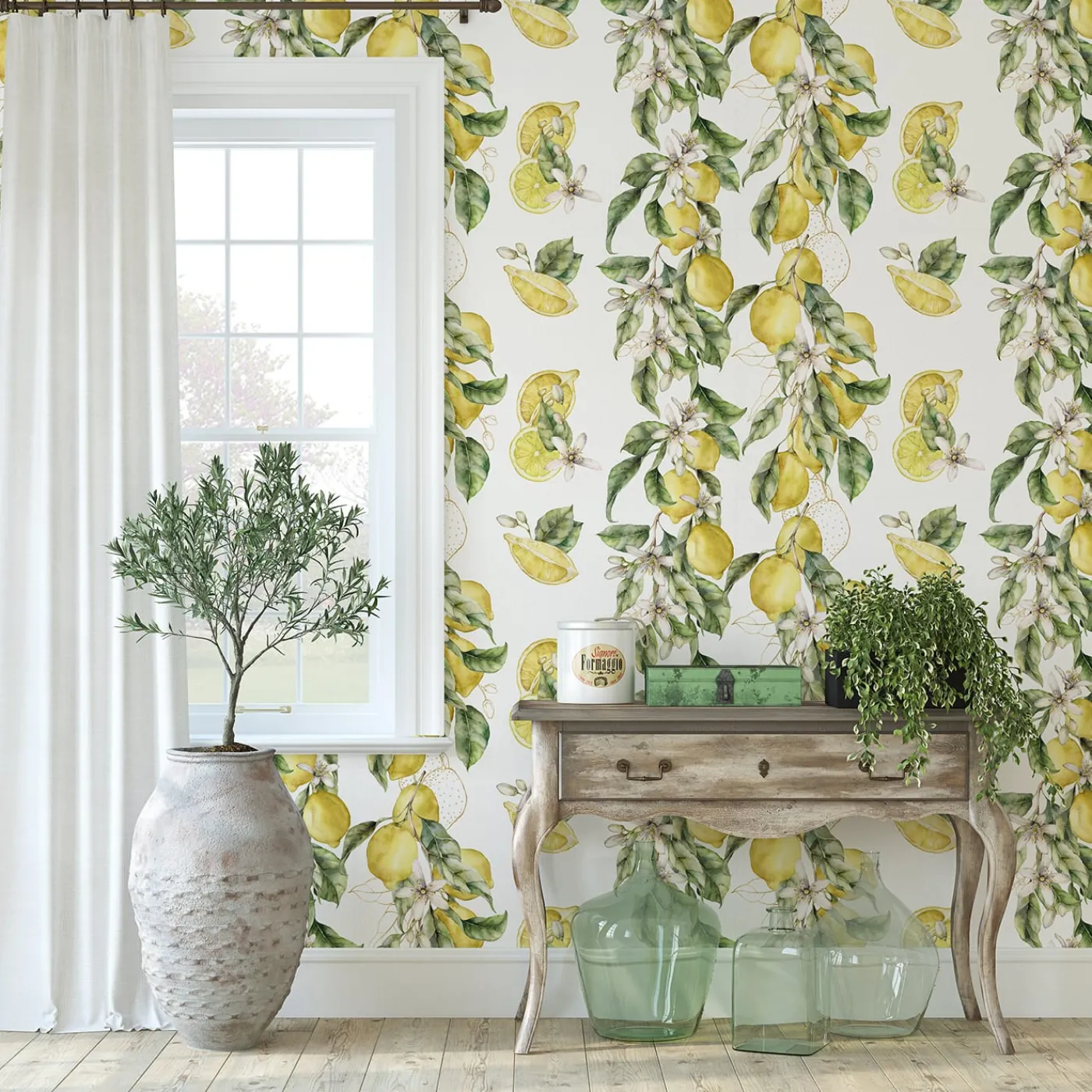 Wallpapers4Beginners Carta da Parati ad Acquerello con Limoni della Costiera Amalfitana> Carte Da Parati
