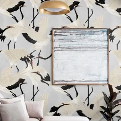 Wallpapers4Beginners Carta da Parati Asiatica con Airone Grigio> Carte Da Parati