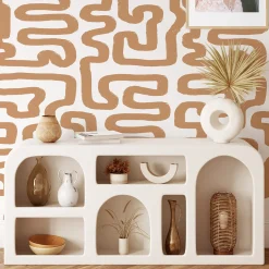 Wallpapers4Beginners Carta da Parati Boho a Labirinto in Toni Nocciola e Bianco> Carte Da Parati