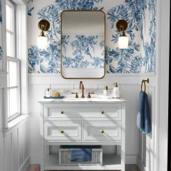 Wallpapers4Beginners Carta da Parati Bucolica Blu e Bianca con Rami e Uccelli> Carte Da Parati