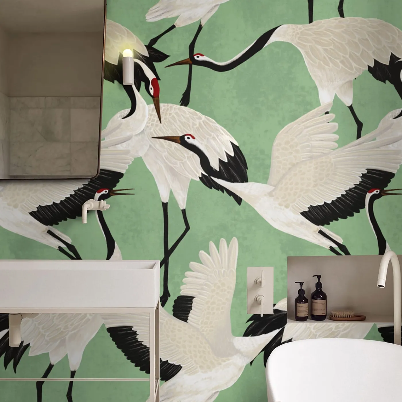 Wallpapers4Beginners Carta da Parati con Aironi Verdi> Carte Da Parati