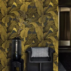 Wallpapers4Beginners Carta da parati con foglie di banano dorate> Carte Da Parati