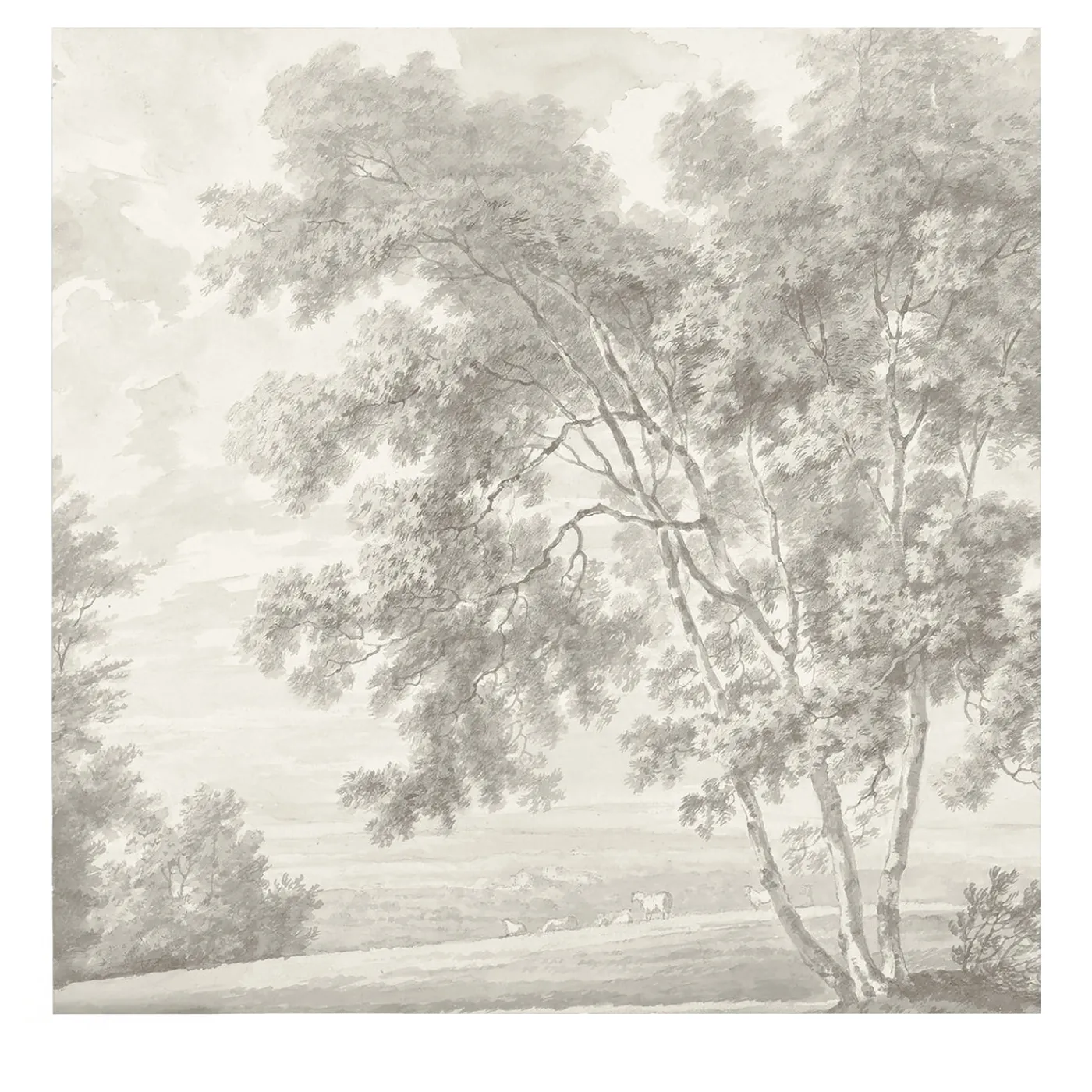 Wallpapers4Beginners Carta da parati con paesaggio di campagna color crema seppia> Carte Da Parati