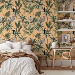 Wallpapers4Beginners Carta da parati della giungla con sfondo arancione><noscript><img width=