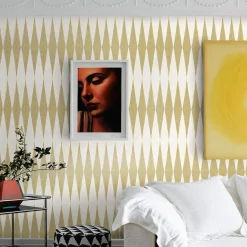 Wallpapers4Beginners Carta da Parati Etnica Retro Gialla e Bianca> Carte Da Parati