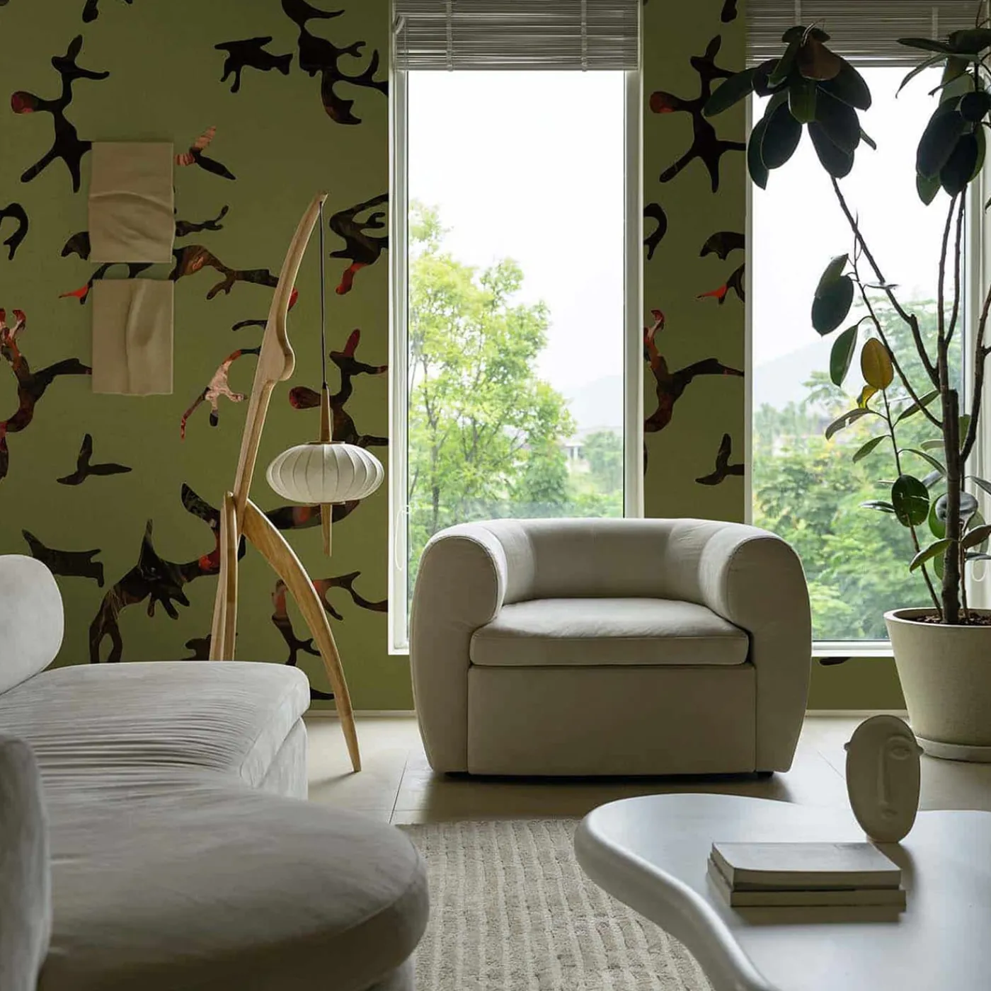 MaVoix Carta da Parati Find Me In The Dark Verde Militare di Magnus Gjoen> Carte Da Parati