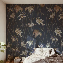 MaVoix Carta da parati Fiori Blu Ardesia><noscript><img width=