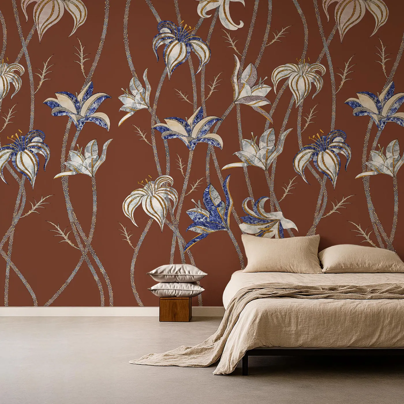 MaVoix Carta da parati Fiori Terracotta di Marika Tardio> Carte Da Parati