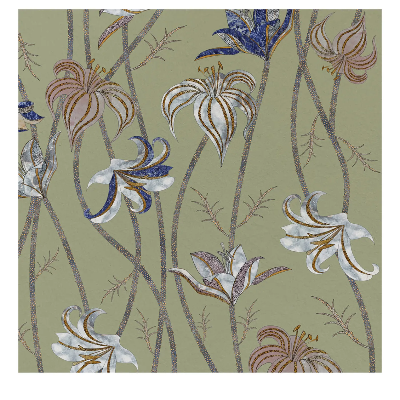 MaVoix Carta da parati Fiori Verde Salvia> Carte Da Parati