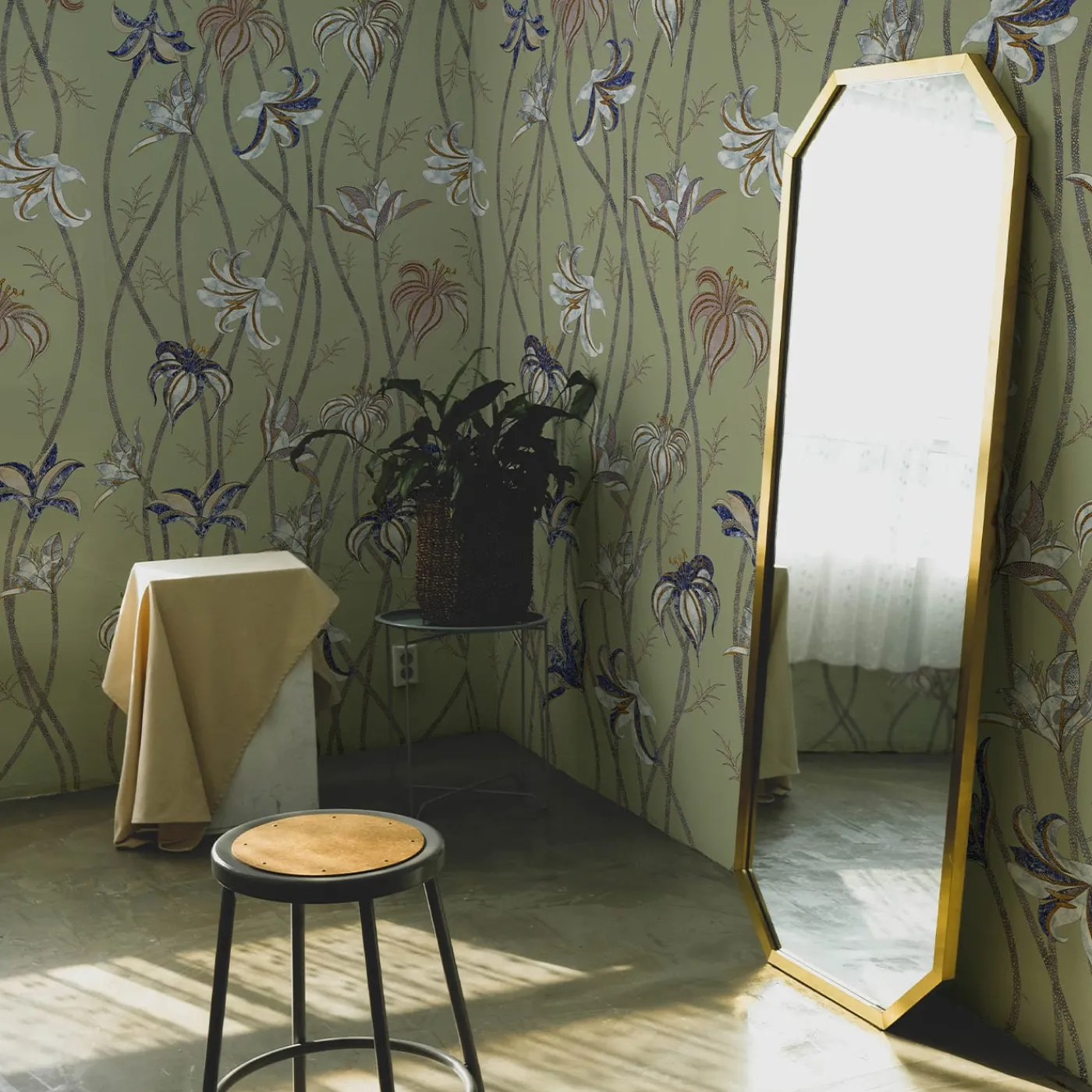 MaVoix Carta da parati Fiori Verde Salvia> Carte Da Parati